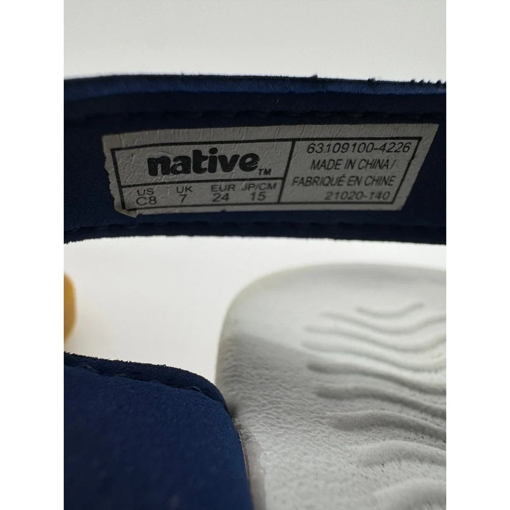 Native Kids Sandals Navy Blue White Tan Adjustable Strap US C8